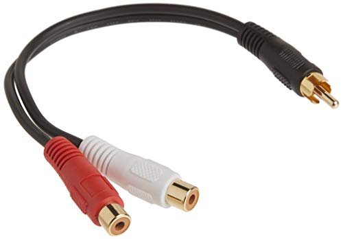 C2G Legrand RCA Male to RCA Female Signal Splitter Cable, Black RCA to RCA Splitter, 6 Inch Audio Stereo Y-Cable, 26 AWG